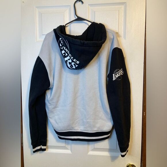 Los Angeles Lakers Black and White Hooded Varsity Jacket - Picture 7 of 7
